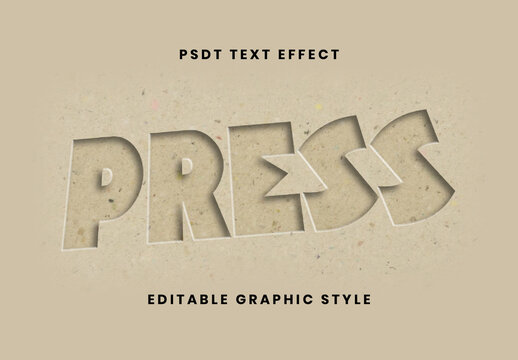 Beige Inner Shadow Carving Text Effect Press Carved Font