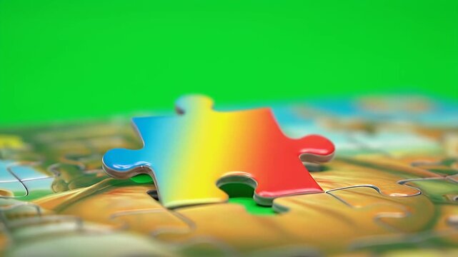 Vibrant colorful puzzle piece symbolizes problem-solving and finding the perfect solution