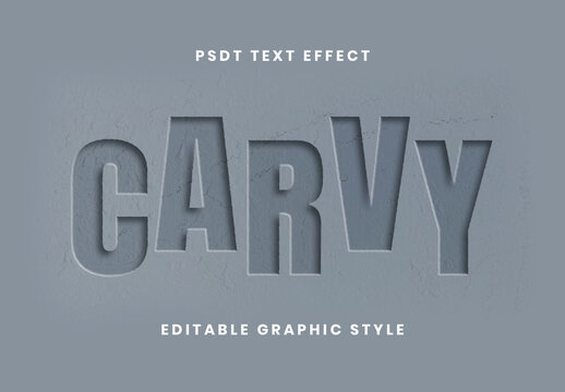Gray Inner Shadow Carving Text Effect Embossed Concrete Engraved Font