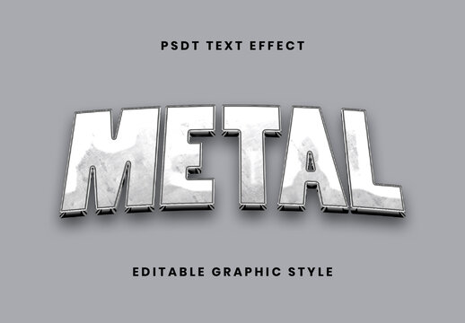 White Metal 3D Text Effect Chrome Shiny Font