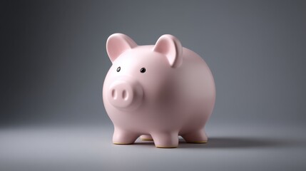 Cute pink piggy bank on a smooth surface, symbolizing savings, financial management, budgeting, and the importance of saving for future needs and goals.