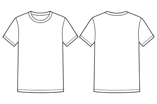 t shirt design,
Short Sleeve Basic T-Shirt Technical Flat Sketch Vector, Men&rsquo;s & Boys Apparel Mockup