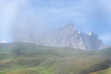 Fototapeta premium The Mont Blanc massif at the border of France, Italy, and Switzerland, showcasing Europe’s highest alpine landscape.