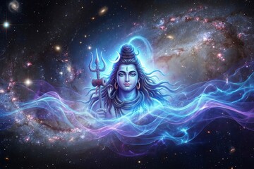 Obraz premium Cosmic Form of Lord Shiva – Divine Energy Spiritual Fantasy Art HD