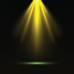Dramatic Spotlight Effect Vector with Bright Light Rays and Smoke for Performance Stage, Studio and Event Graphics