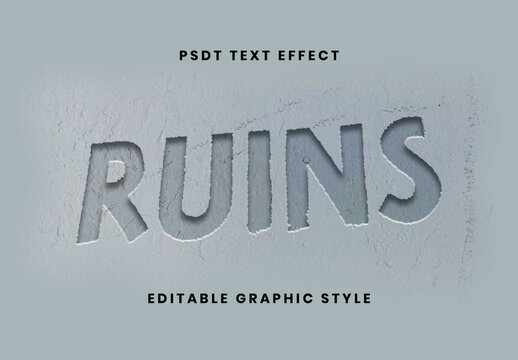 Gray Carved Stone Text Effect Cement Embossed Font