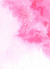Soft pink watercolor background with abstract cloudy splashes and gentle gradients on white