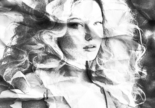 Black And Gray Crumpled Paper Photo Effect