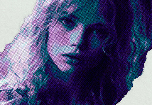 Purple And Blue Torn Paper Collage Photo Effect