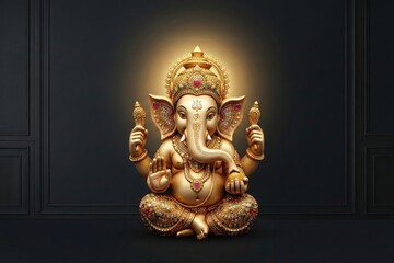 Lord Ganesh Blessing Pose &ndash; Divine Prosperity Devotional Art HD