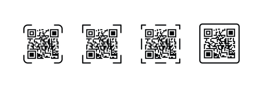 QR Code Scanner Frame Icon Set Mobile Scan UI Vector Collection Barcode Scanning Interface Isolated
