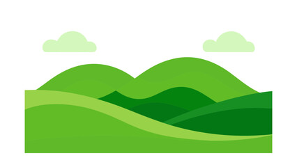 Obraz premium flat landscape illustration of green hills smooth for web and graphic design