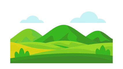 flat green hills landscape calm nature scene whi for web and graphic design