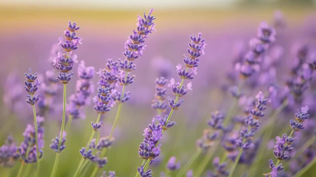 Vibrant Lavender Flowers Blooming in a Beautiful Field Under a Sunny Sky