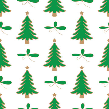 Hand-Drawn Festive Evergreen Tree Surface Pattern Design for Holidays