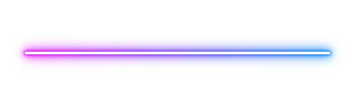 Horizontal glowing line. Neon gradient color pink to blue. Light effect