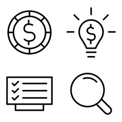 Business and Finance Icon Set Vector Line Art Design Template