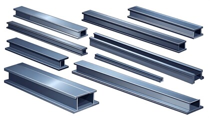 Various steel beams in different shapes