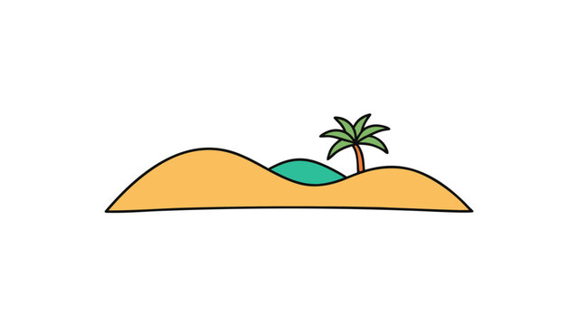 hills with a single palm tree silhouette for a tro for web and graphic design
