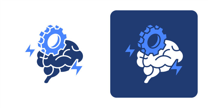 Logical Thinking Glyph ColorTwo-tone color and contrasting background icon illustration