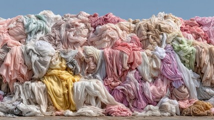 A pile of clothes in various colors and textures