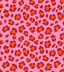 Seamless Read pink leopard texture pattern. Leopard, Jaguar Print Pattern for Garments, Abstract Leopard Print seamless pattern background