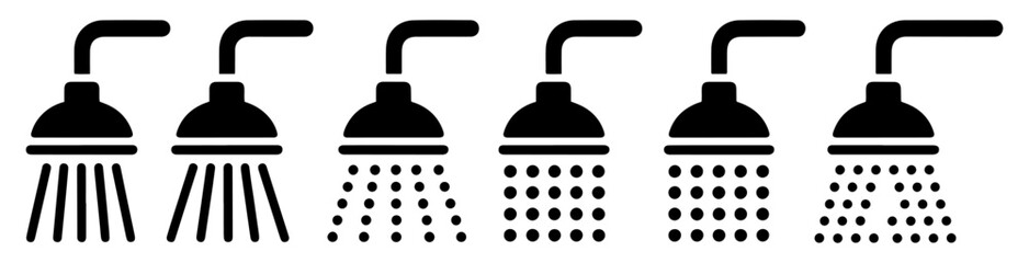 toilet shower bathroom icon set