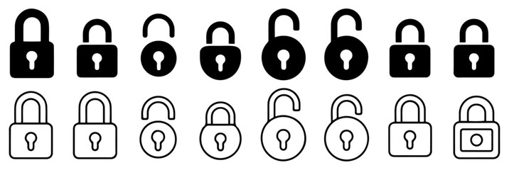 lock security padlock icon set