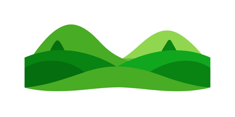 Obraz premium two symmetrical green hills small valley for web and graphic design