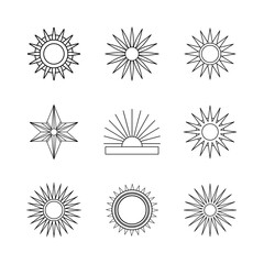 Fototapeta premium minimalist sun and star line icons vector set for web and graphic design