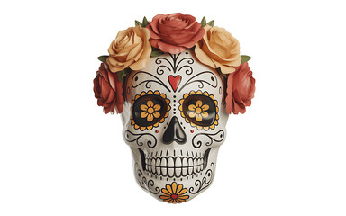 Day of the dead sugar skull mask with roses