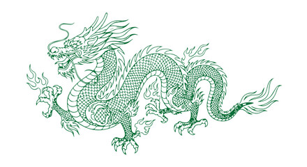 Intricate green dragon illustration japanese style coming of age day concept