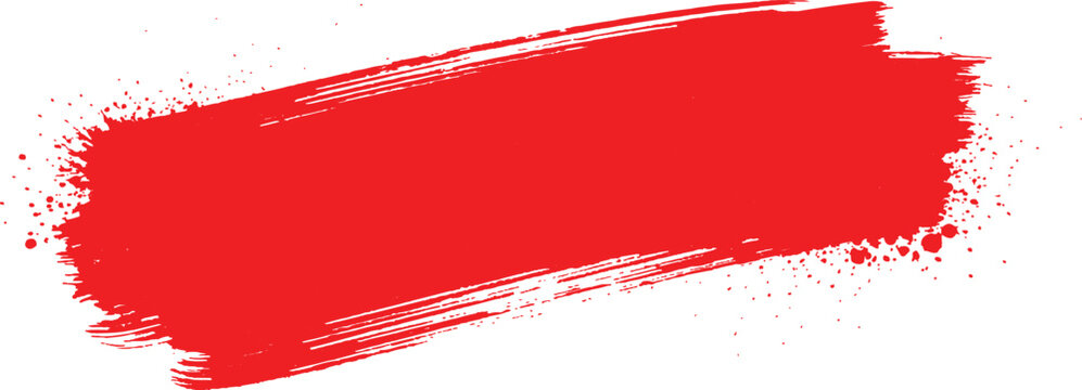 A red paint brush stroke grunge texture. Red diagonal brush stroke with grunge texture white background. A dynamic red brush stroke with a grunge texture effect isolated on a clean white background.