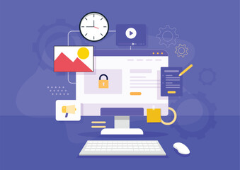 vector illustration of a modern computer with icons