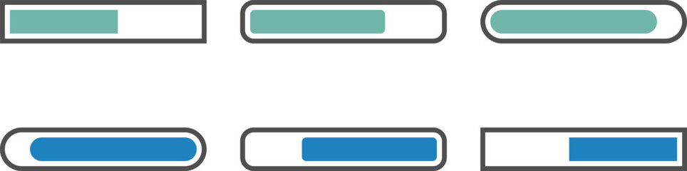 A visual representation of rectangular shapes with varying fills and arrangements presented in two rows