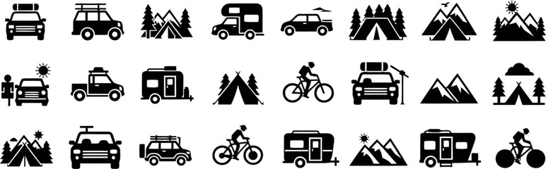Camping icon set Vector