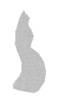 Liechtenstein map from particles, dots. Digital silhouette. Abstract animation background.