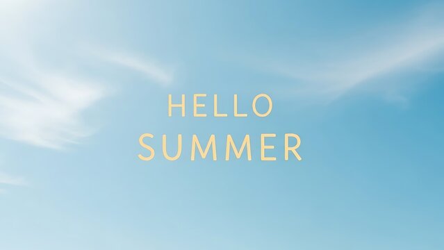 Hello Summer text over blue sky and soft cloud - Powered by Adobe