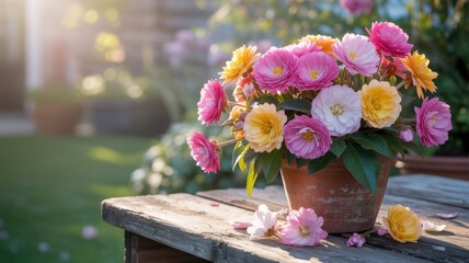 Colorful Garden Blossoms with Positive Mood