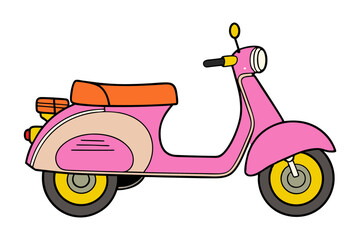 old style motor scooter classic urban transport on white background