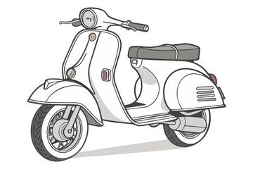 vintage classic motor scooter retro transportation isolated on white background