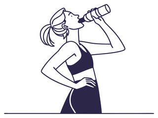 Sporty woman in activewear drinking water fitness lifestyle isolated on white background