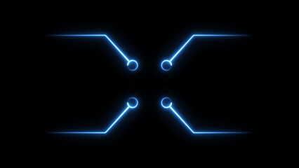 Glowing data cables transferring icon Isolated on Black Background