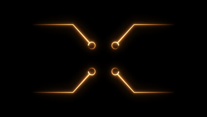 Glowing neon Hub connection animation Isolated on Black Background