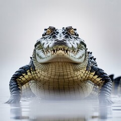 Dramatic Silhouette of Nile Crocodile with Intense Gaze