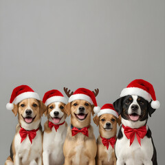 christmas dog and santa claus