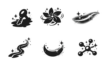 Obraz premium Hidden Access Icons. Solid style icons of Hidden Access: shadow key, petal spin, glowing line, flowing thread, subtle arc,