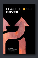 Watercolor booklet brochure modern cover template with red arrow elements and black background