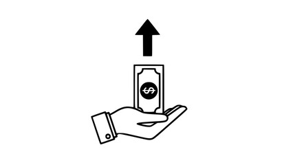 Profit hand symbol clear symbol black white icon