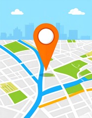 Urban map with highlighted location